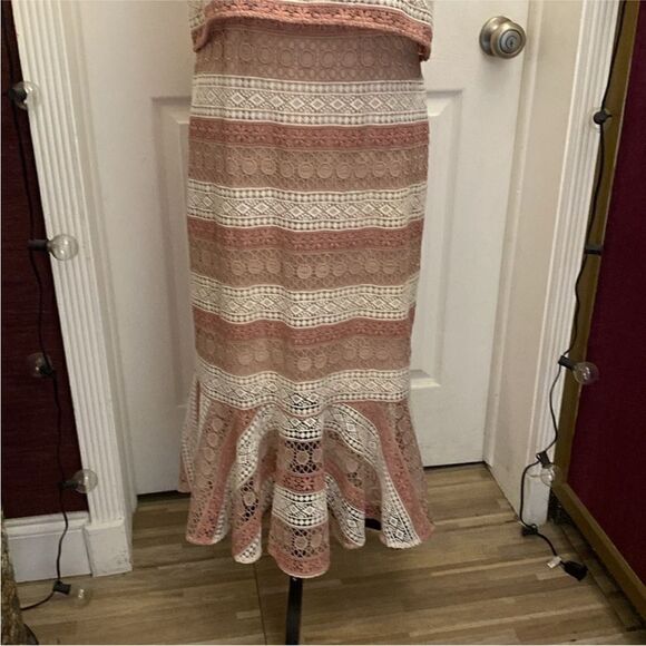Shoshanna Chic Pink crochet Lace Layered Dress, US8 - Picture 8 of 14